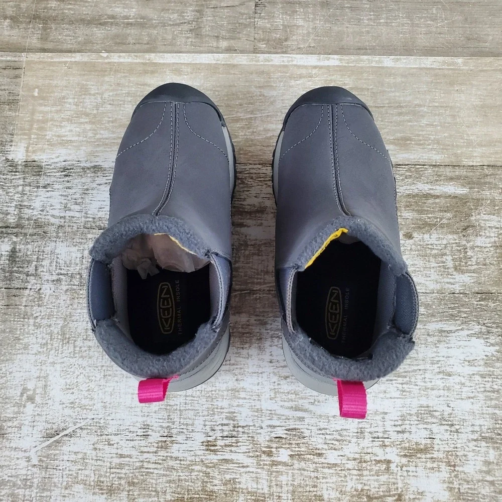 Keen Kootenay III Kids Chelsea Boots Sz 9 Gray‎ Leather Slip On Mid Top